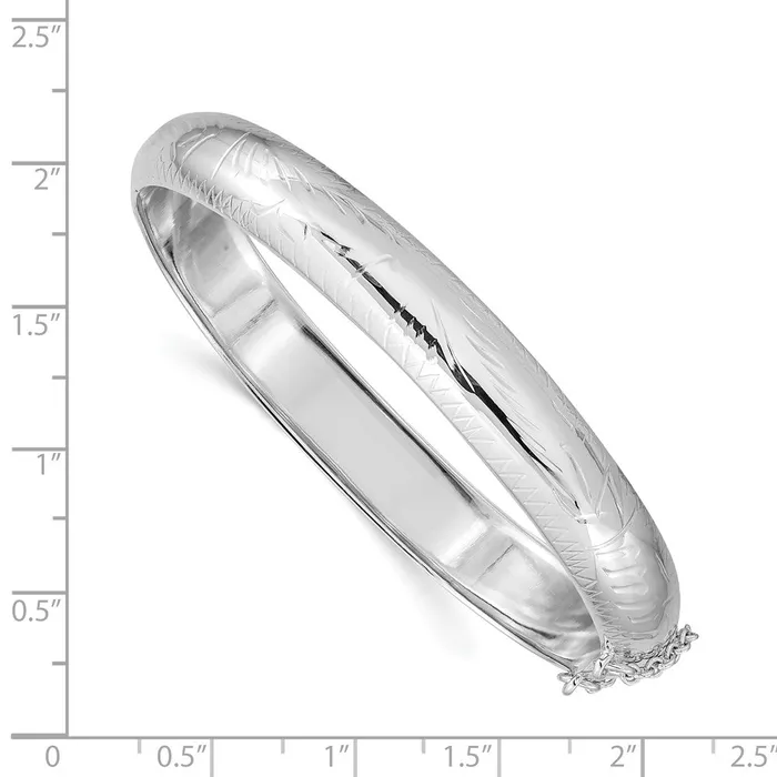 Sterling Silver Rhodiumplated 95mm Fancy Hinged Bangle BraceletWBCQB32 WB Choice Jewelry Bracelets