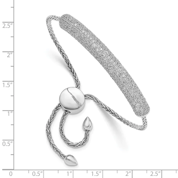Sterling Silver Rhodiumplated Pav CZ Bar Adjustable 2in to 85in BraceletWBCQG4171 WB Choice Jewelry Bracelets Sterling Silver Rhodiumplated Pav CZ Bar Adjustable 2in to 85in BraceletWBCQG4171 WB Choice Jewelry Bracelets
