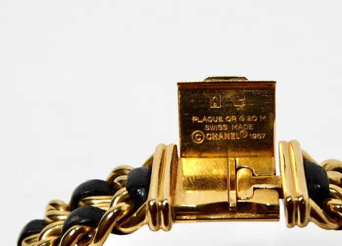 Watches Vintage by Misty Chanel 1987 Premiere 20mm Rock Quartz GoldPlated Chain Wrist Watch