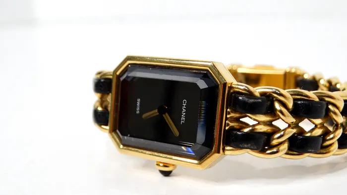 Watches Vintage by Misty Chanel 1987 Premiere 20mm Rock Quartz GoldPlated Chain Wrist Watch