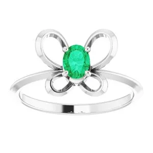 WB Choice Jewelry 14K White 4x3 mm Oval May Youth Butterfly Birthstone Ring 653415614PSTWBC Rings