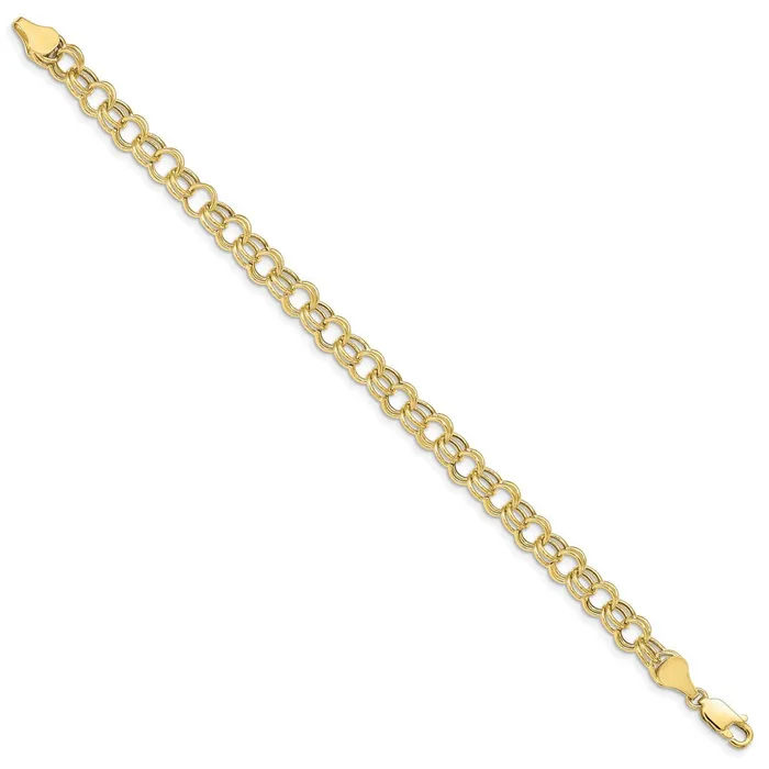 WB Choice Jewelry Bracelets 10k Hollow Double Link Charm BraceletWBC10DO5427