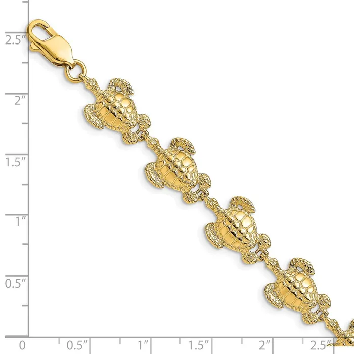 WB Choice Jewelry Bracelets 14K Polished Textured Sea Turtle BraceletWBCFB1816725