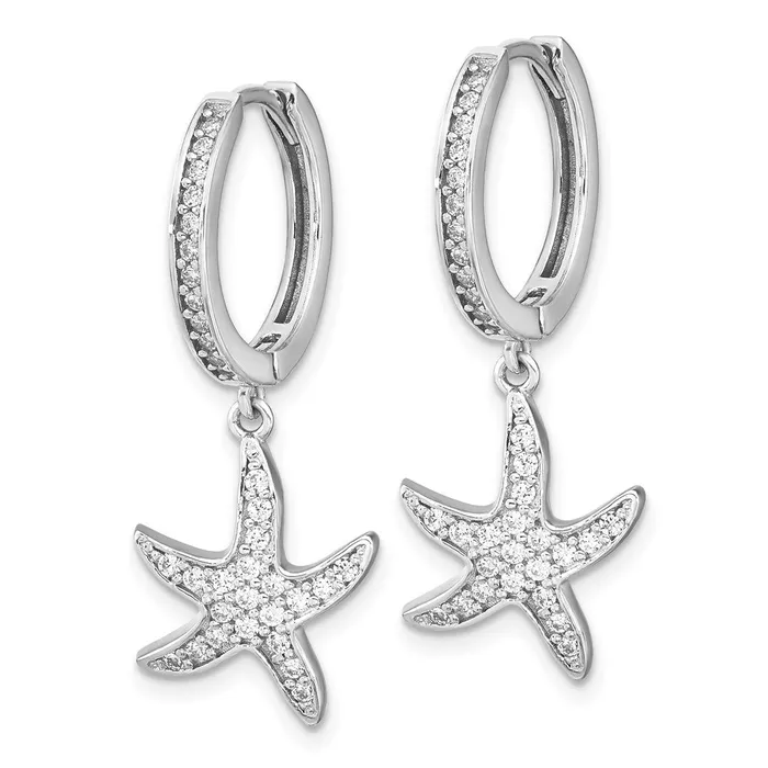 WB Choice Jewelry Cheryl M Sterling Silver Rhodiumplated CZ Starfish Hoop Dangle EarringsWBCQCM1552 Earrings WB Choice Jewelry Cheryl M Sterling Silver Rhodiumplated CZ Starfish Hoop Dangle EarringsWBCQCM1552 Earrings