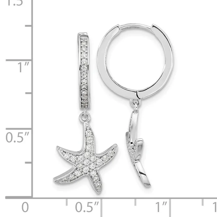 WB Choice Jewelry Cheryl M Sterling Silver Rhodiumplated CZ Starfish Hoop Dangle EarringsWBCQCM1552 Earrings WB Choice Jewelry Cheryl M Sterling Silver Rhodiumplated CZ Starfish Hoop Dangle EarringsWBCQCM1552 Earrings