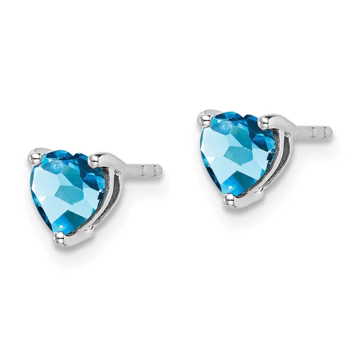 WB Choice Jewelry Earrings 14k White Gold Heart Blue Topaz EarringsWBCEM7099BTW