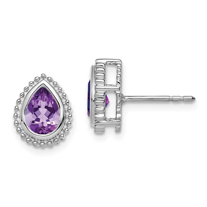 WB Choice Jewelry Earrings 14k White Gold Pear Amethyst Post EarringsWBCEM7203AMW