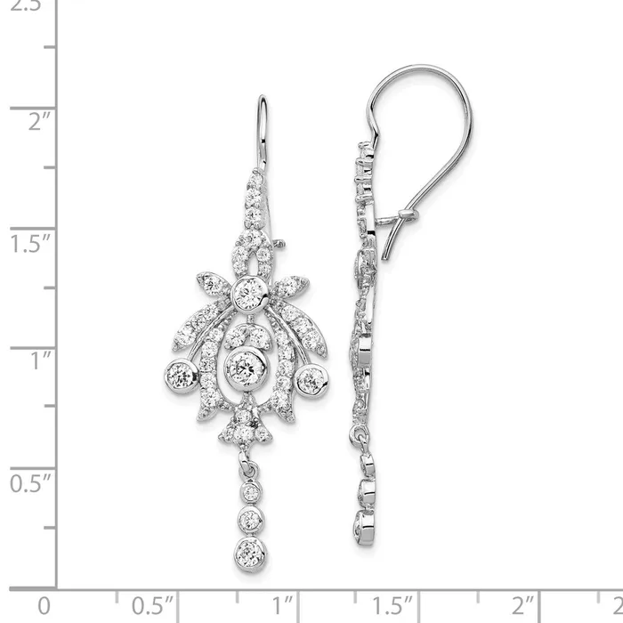WB Choice Jewelry Earrings Cheryl M SS Rhodium Plated CZ Chandelier Kidney Wire Dangle EarringsWBCQCM108