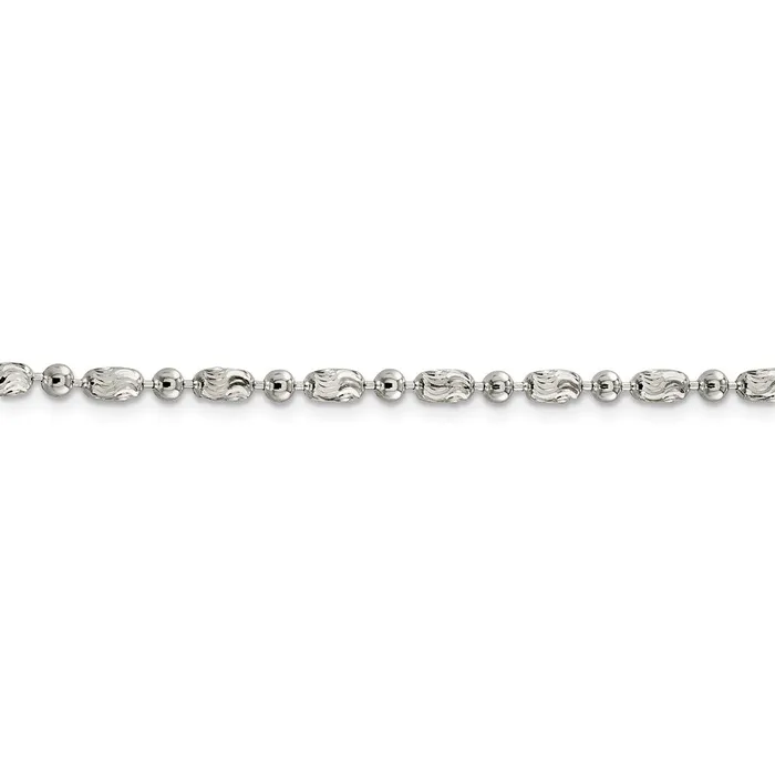 WB Choice Jewelry Necklaces Sterling Silver 3mm Polished and Textured Fancy Beaded ChainWBCQFC16718