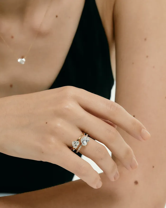 2ct Heart Diamond Pave Ring PRMAL Rings
