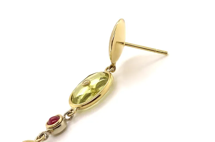 Albert Hern Earrings Earrings Lemon Citrine Ruby Cabochon Albert Hern Earrings Earrings Lemon Citrine Ruby Cabochon