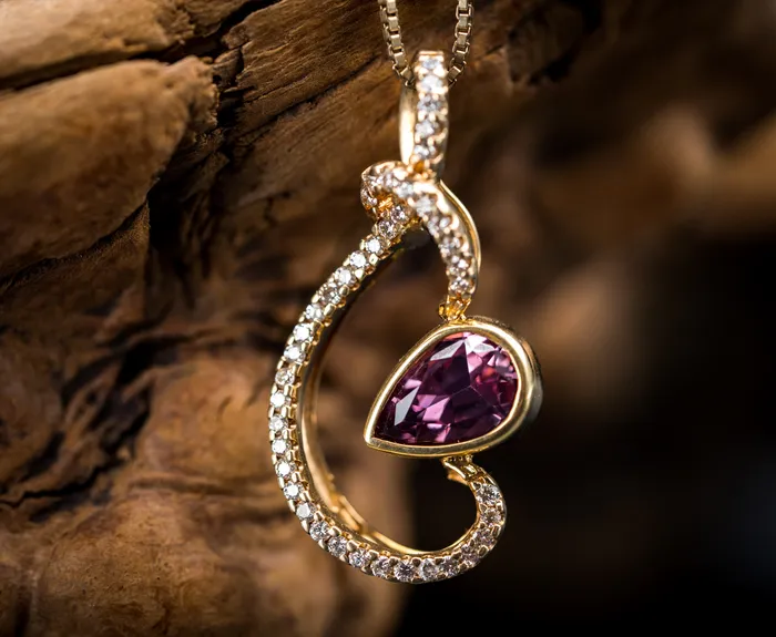 Art FX fine jewelry Necklaces 14k Yellow Gold Pink Tourmaline and Diamond Pendant