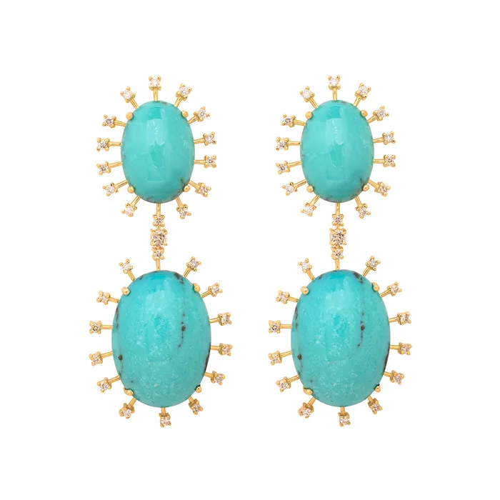 Earrings Jack Vartanian VITA EARRING IN 18K YELLOW GOLD WITH TURQUOISE AND DIAMOND