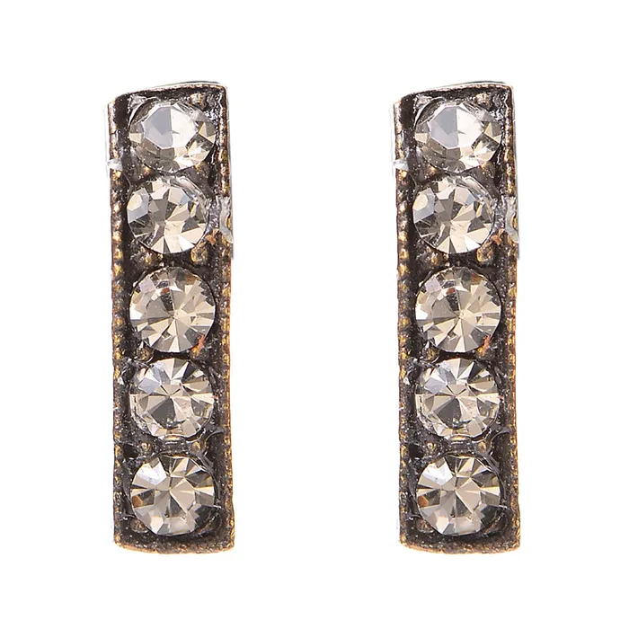 Earrings Rebel Designs Inc Small Five Crystal Bar Stud Earrings