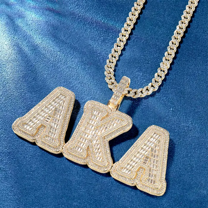 IceZeusShop Necklaces Custom Iced Out Chuncky Format Letter Personalized Name Pendant