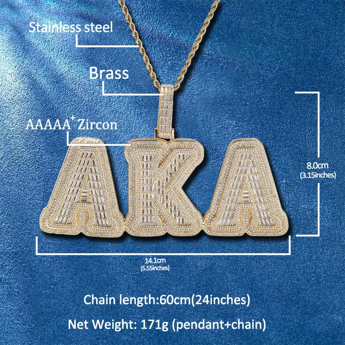 IceZeusShop Necklaces Custom Iced Out Chuncky Format Letter Personalized Name Pendant