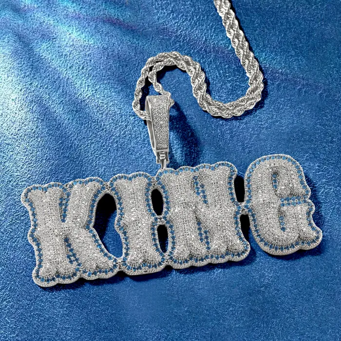 IceZeusShop Rings Custom Two Tone Bold Spiny Letters Pendant