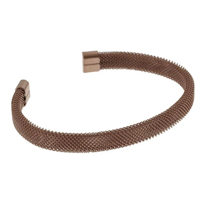 INOX JEWELRY Earrings Rose Tone Stainless Steel Mesh Cuff Kadaa