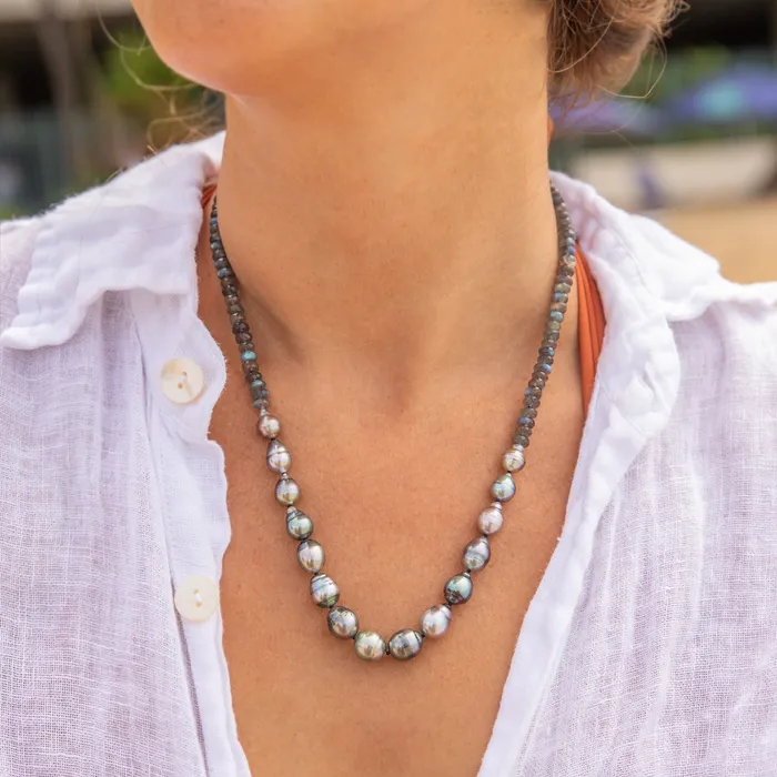 Necklaces misha hawaii Mana Nui Labradorite Pastel Tahitian Pearl Necklace Necklaces misha hawaii Mana Nui Labradorite Pastel Tahitian Pearl Necklace