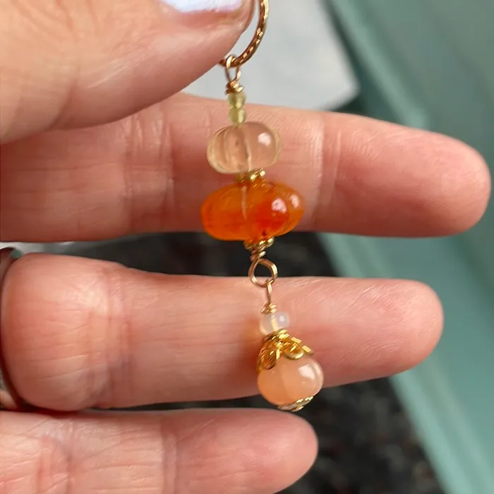Necklaces Multi Pumpkin Pendant Peach Moonstone Carnelian Citrine Gold Filled Handmade Vintage Paris Jewelry Necklaces Multi Pumpkin Pendant Peach Moonstone Carnelian Citrine Gold Filled Handmade Vintage Paris Jewelry
