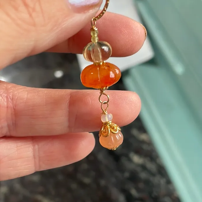 Necklaces Multi Pumpkin Pendant Peach Moonstone Carnelian Citrine Gold Filled Handmade Vintage Paris Jewelry Necklaces Multi Pumpkin Pendant Peach Moonstone Carnelian Citrine Gold Filled Handmade Vintage Paris Jewelry