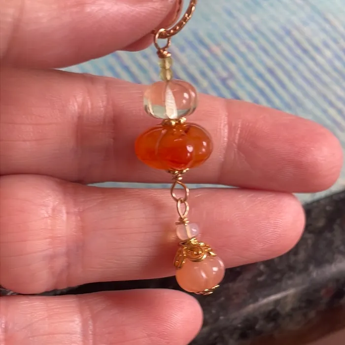 Necklaces Multi Pumpkin Pendant Peach Moonstone Carnelian Citrine Gold Filled Handmade Vintage Paris Jewelry Necklaces Multi Pumpkin Pendant Peach Moonstone Carnelian Citrine Gold Filled Handmade Vintage Paris Jewelry