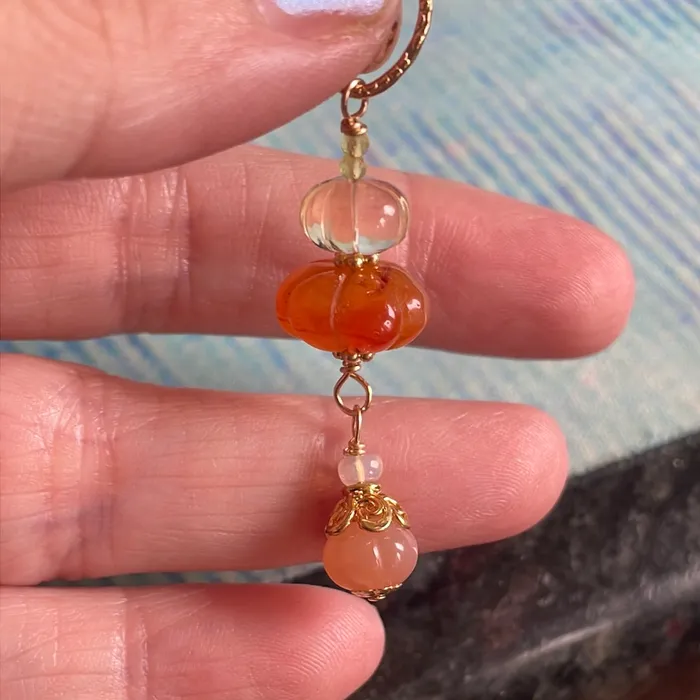 Necklaces Multi Pumpkin Pendant Peach Moonstone Carnelian Citrine Gold Filled Handmade Vintage Paris Jewelry Necklaces Multi Pumpkin Pendant Peach Moonstone Carnelian Citrine Gold Filled Handmade Vintage Paris Jewelry