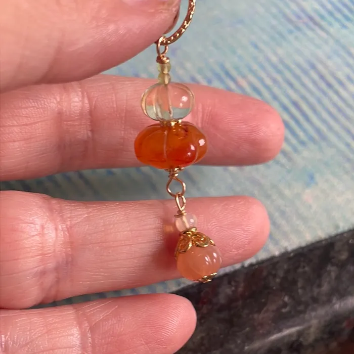 Necklaces Multi Pumpkin Pendant Peach Moonstone Carnelian Citrine Gold Filled Handmade Vintage Paris Jewelry Necklaces Multi Pumpkin Pendant Peach Moonstone Carnelian Citrine Gold Filled Handmade Vintage Paris Jewelry