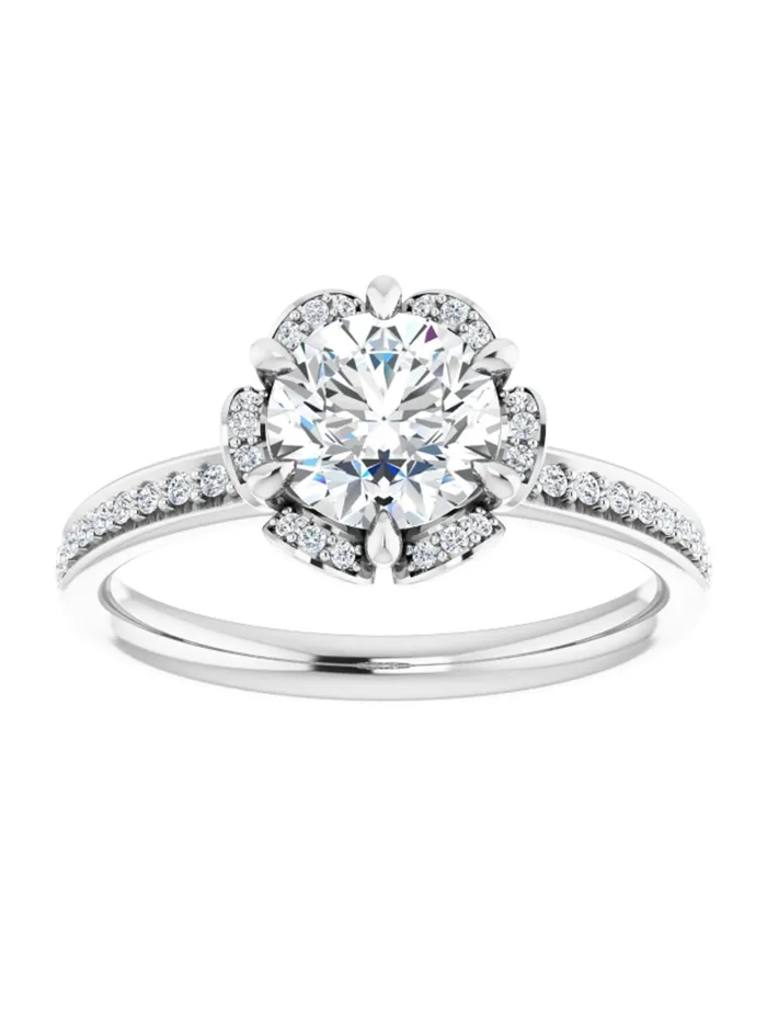 Rings FloralInspired Halo Engagement Ring 110 ct tw acredo USA