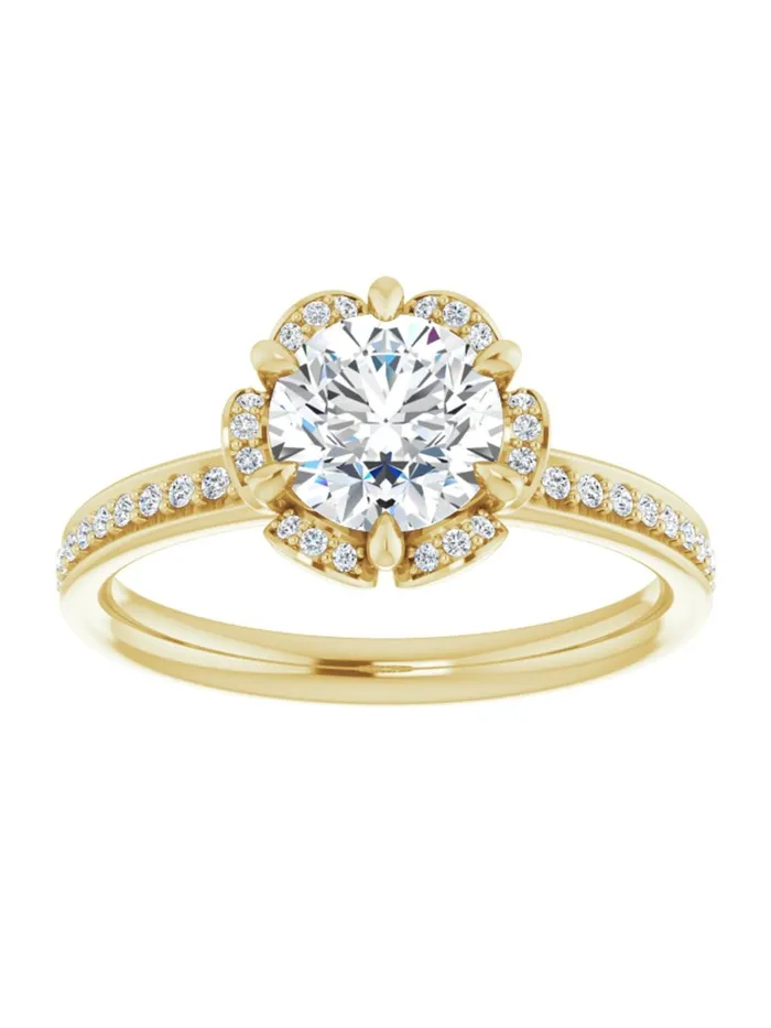 Rings FloralInspired Halo Engagement Ring 110 ct tw acredo USA