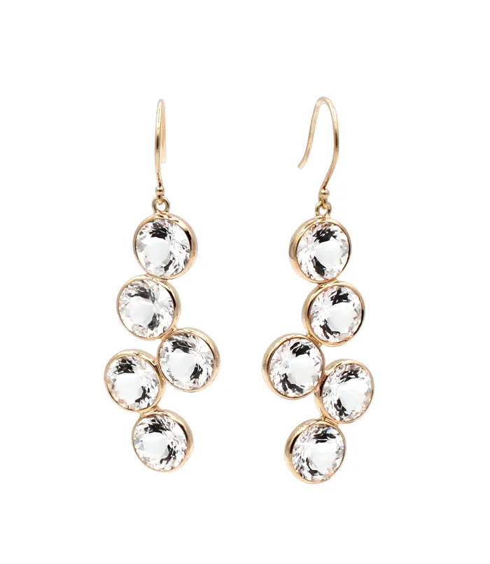 Toby Pomeroy Comet Five Drop White Quartz Earrings Earrings