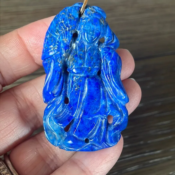 Vintage Paris Jewelry PreStyled Sets Carved Lapis Geisha Pendant 14k Gold Vintage